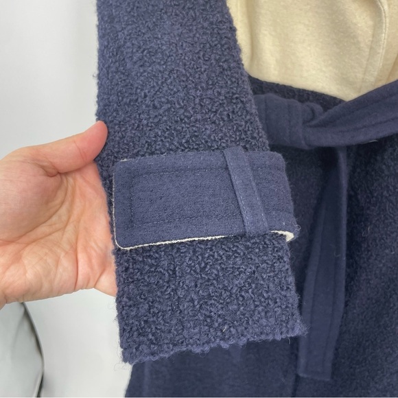 Diane Von Furstenberg DVF Kayden Cream navy blue boiled Wool Jacket Coat Sz 6 - Picture 3 of 11